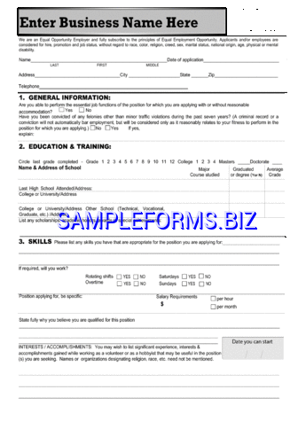 Generic Application for Employment 3 pdf free